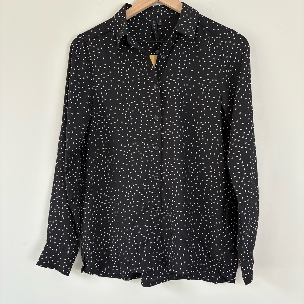 Knot Sisters Polka Dots Button Down Blouse